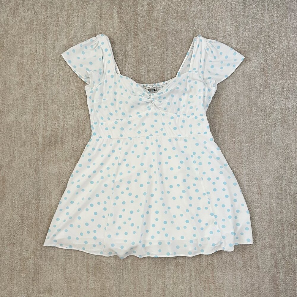 Abercrombie & Fitch Blue Polka Dot Summer Mini Dress XL